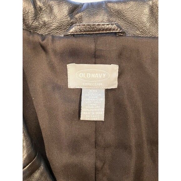 Old Navy Womens Genuine Leather Jacket 2 Button Black Size XXL - Picture 2 of 8
